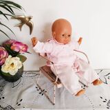 Vintage doll potty chair, wood and metal, pink, Bébéconfort
