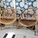 2 rattan basket chairs