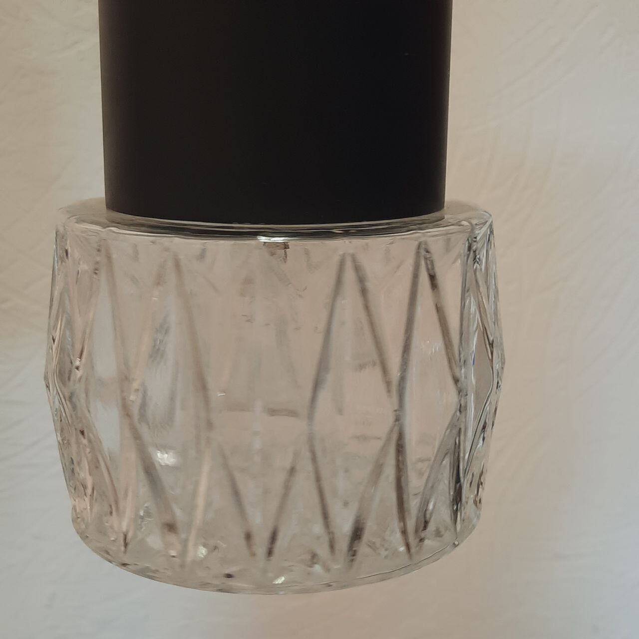 Three vintage suspension lamps, copper aluminum and glass