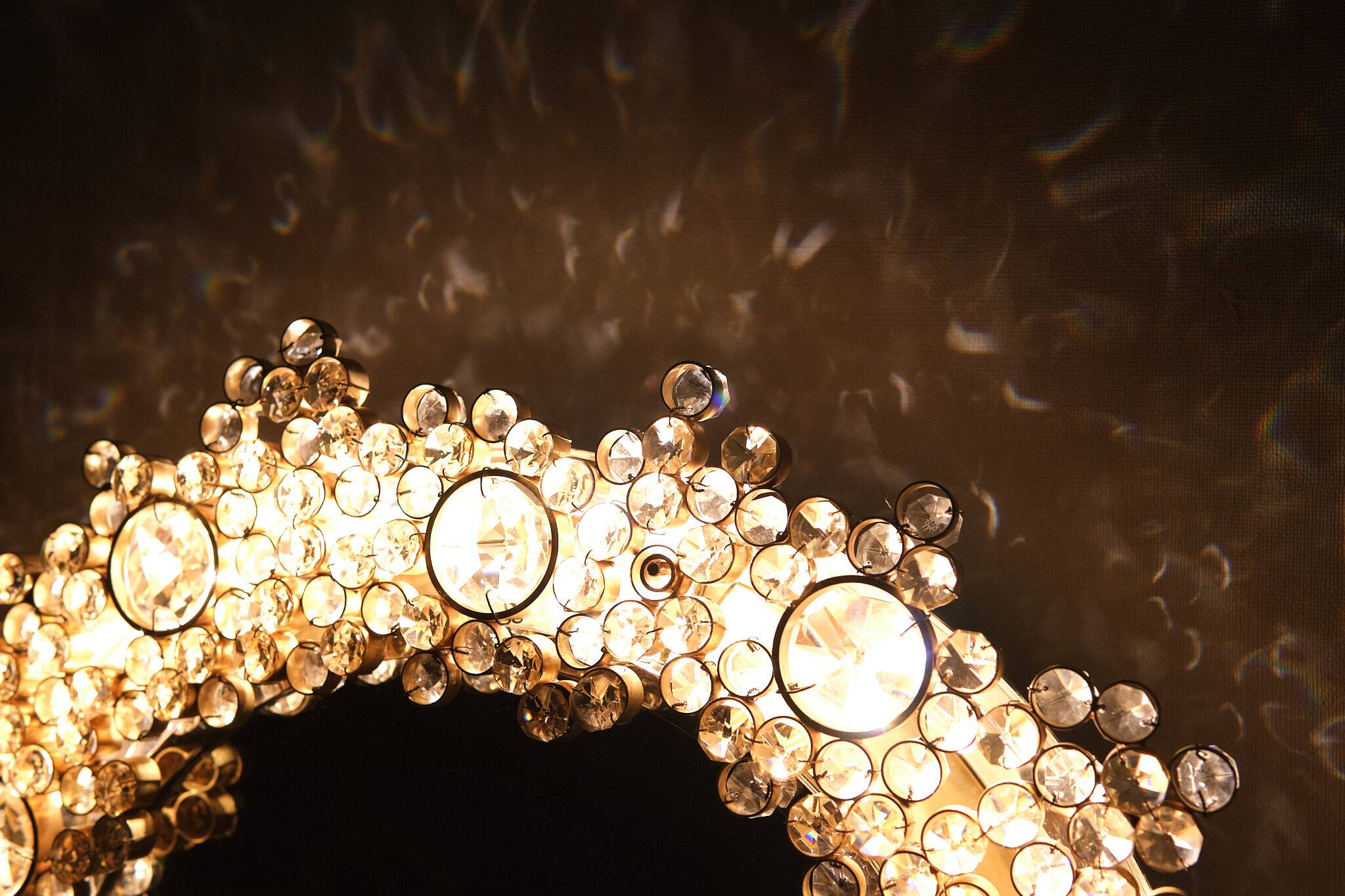 Miroir à couvercle arrière Palwa Crystal, Hollywood Regency années 1970