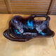 Coupe Centre De Table VALLAURIS Céramique Marron & Bleu Vintage #E172