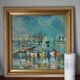 Oil painting on panel Alain Duperay port Breton, arrival of the fishermen
