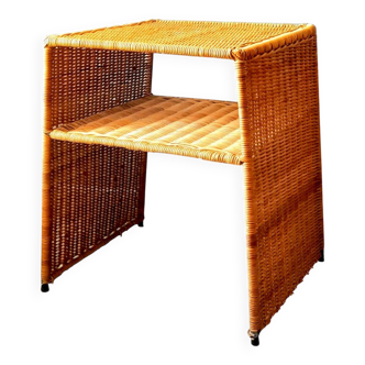 Chevet ou bout de canapé en osier 1960