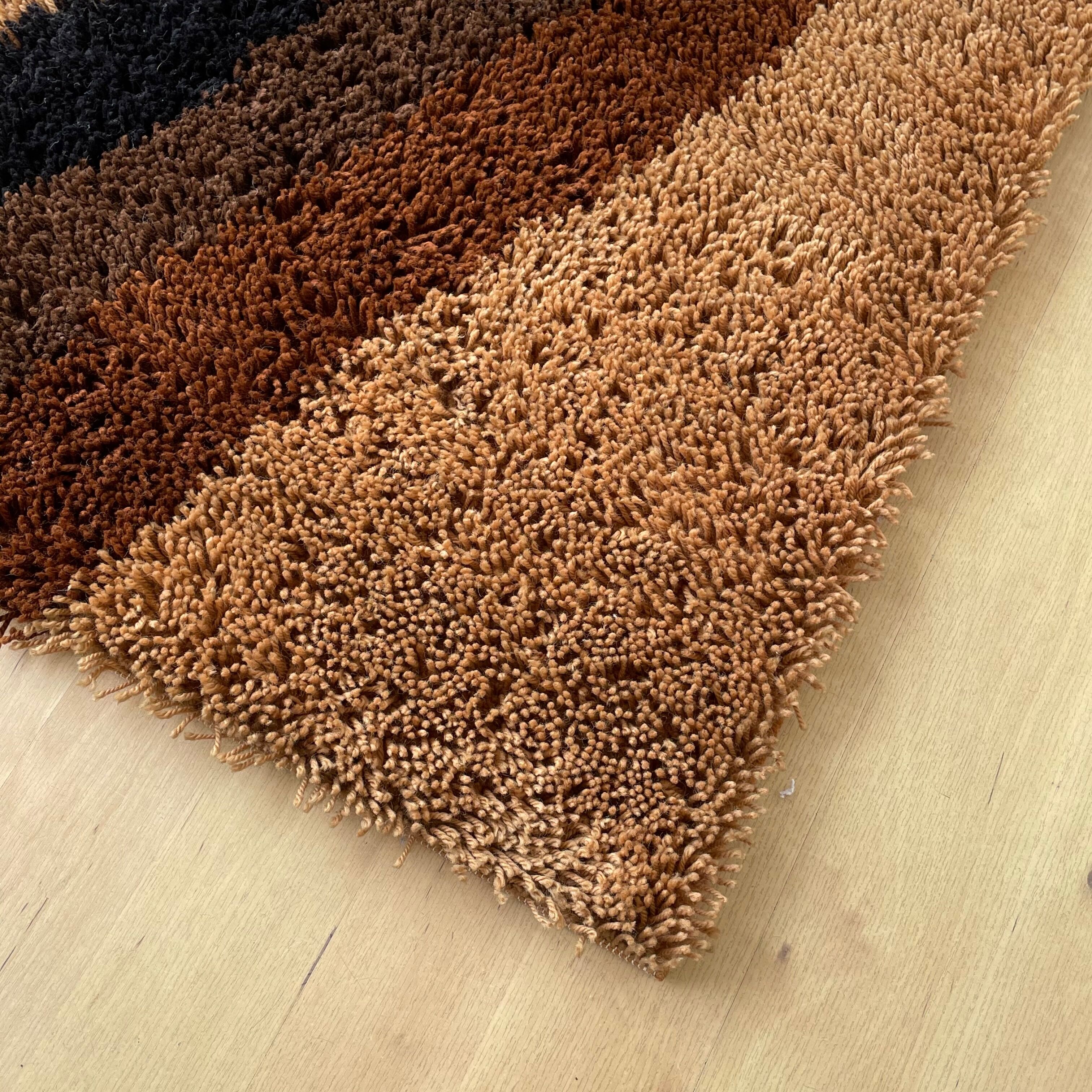 Vintage Modernist Multi-Color High Pile Rya Rug by Concepts Intenational, 1970s
