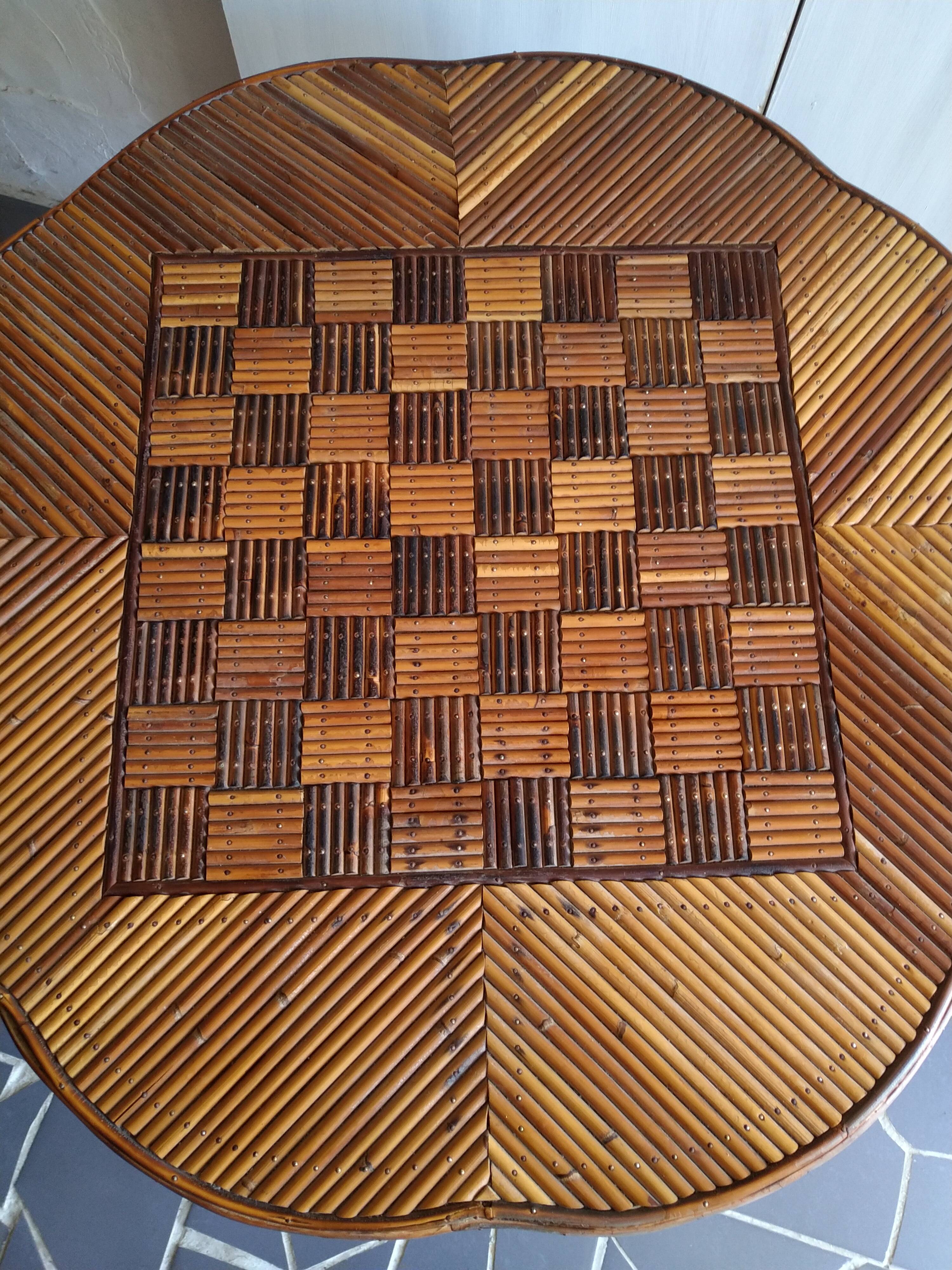 Chessboard rattan coffee table