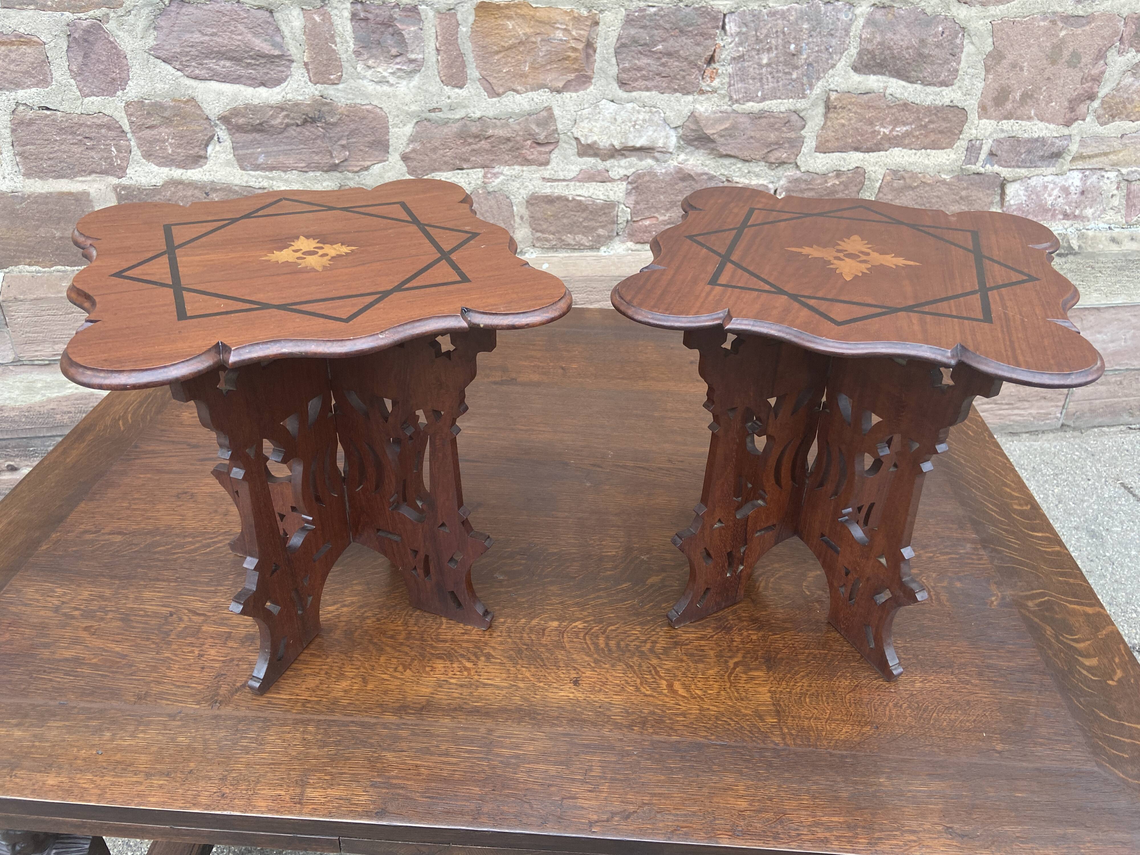 Pair of bedside tables Syrian rosewood vintage 1930