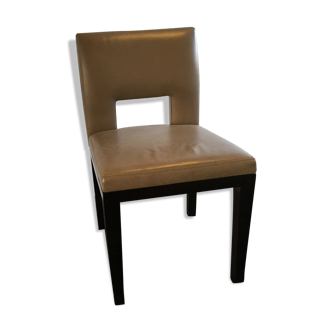 Wooden and genuine leather chairs