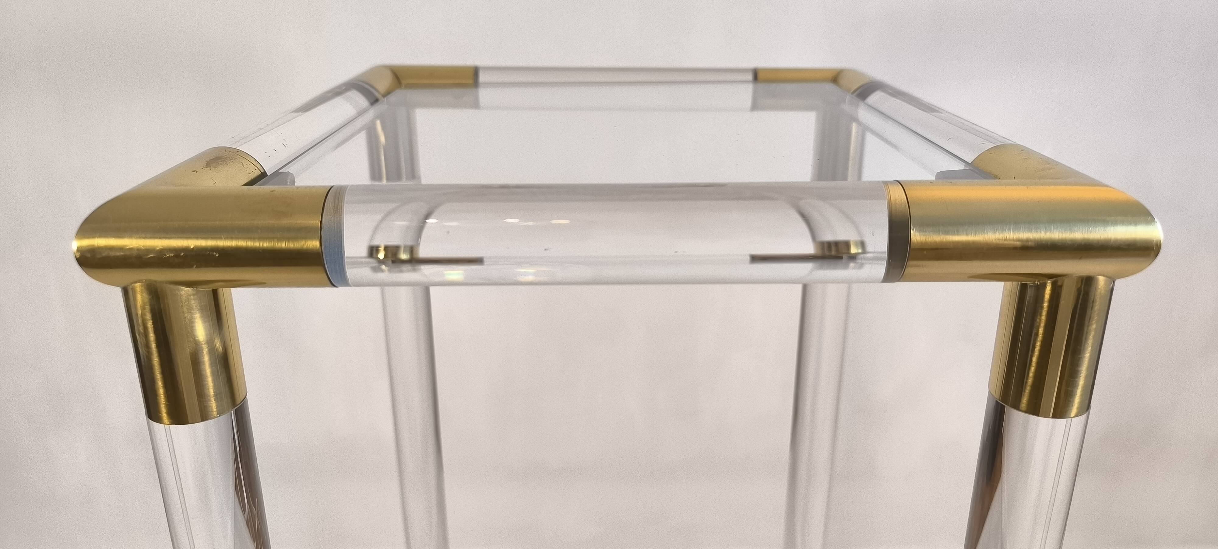 Very beautiful column pedestal by Charles Hollis Jones in Lucite & brass.