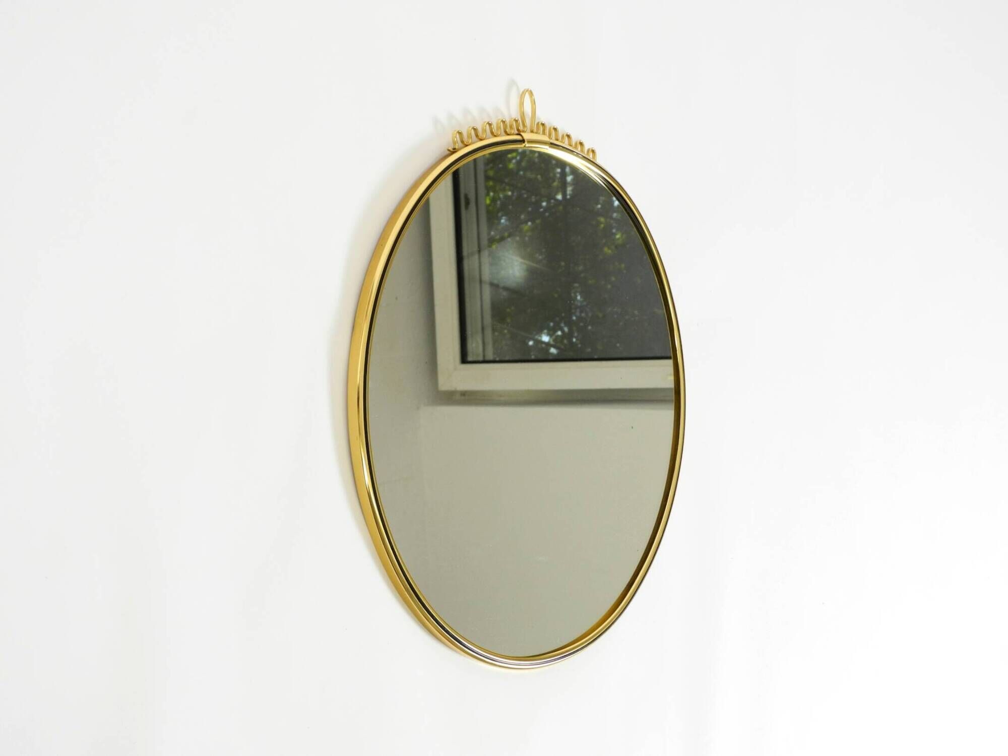 Beautiful, heavy Mid-Century Modern brass wall mirror by Lenz, 1964