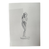Tableau signé aquarelle monochrome sépia étude statue « la Frileuse de Houdon »