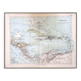 The Antilles, old map 1887 – Vintage geographical map.