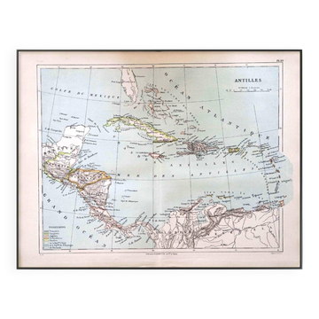 Les Antilles, carte ancienne 1887 – Carte géographique vintage
