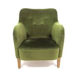 Scandinavian velvet armchair, suede, 1950