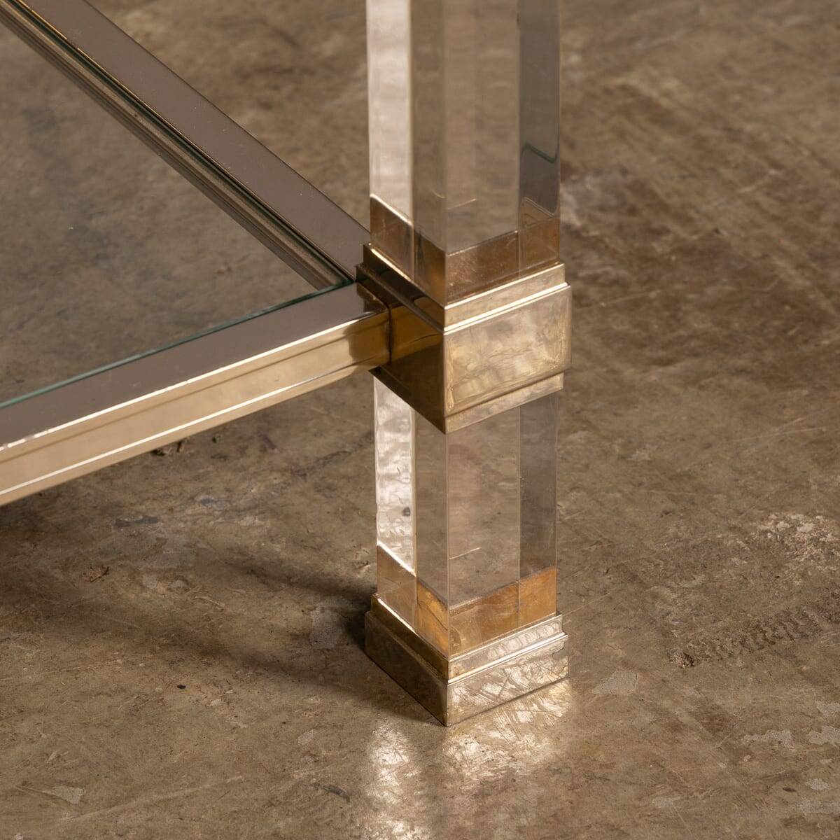 20thC French Brass & Lucite Console Table By Pierre Vandel c.1970
