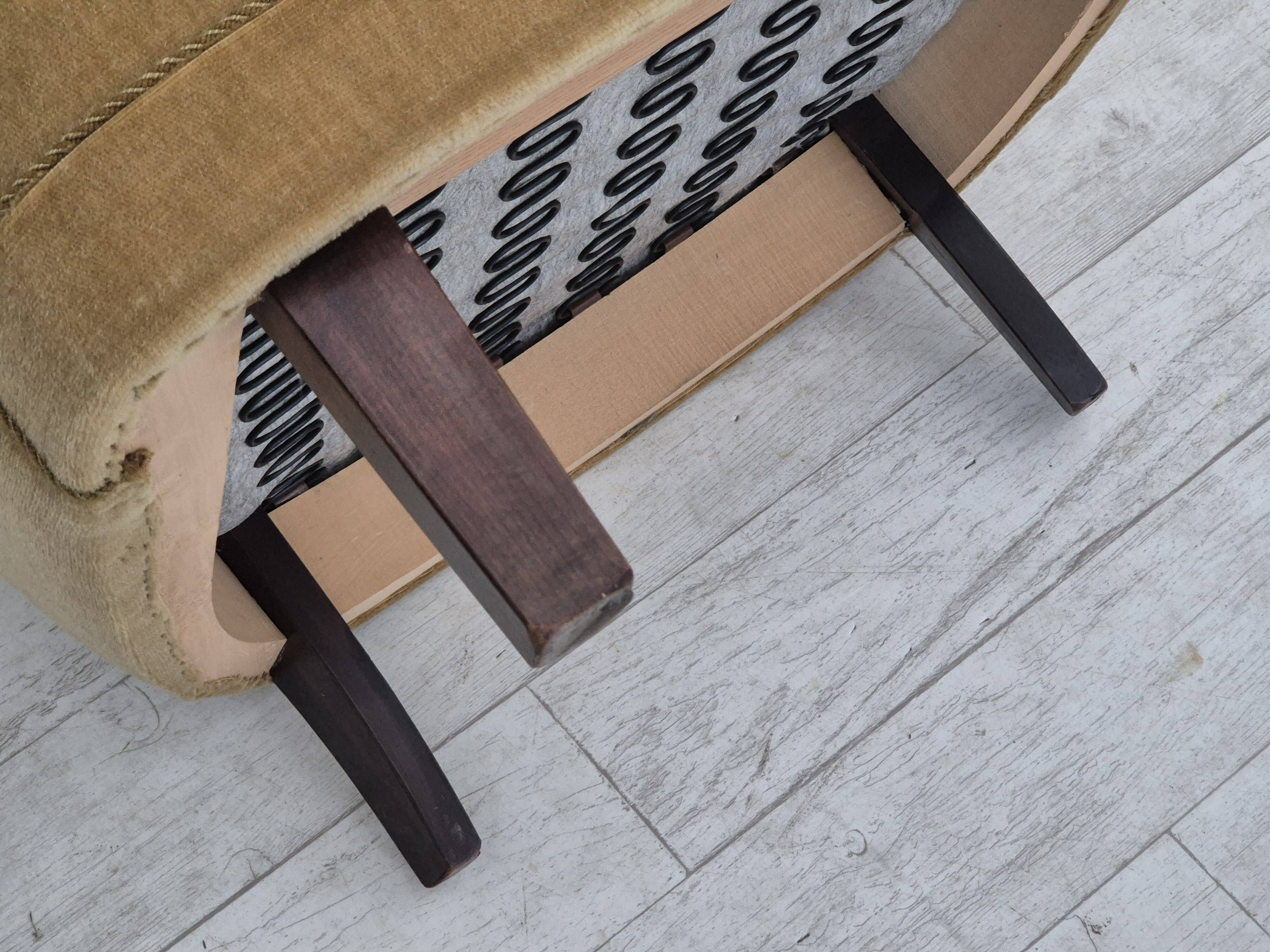 1970s, Danish highback armchair, original condition, furniture velour.