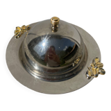 Silver-plated metal butter dish with knots