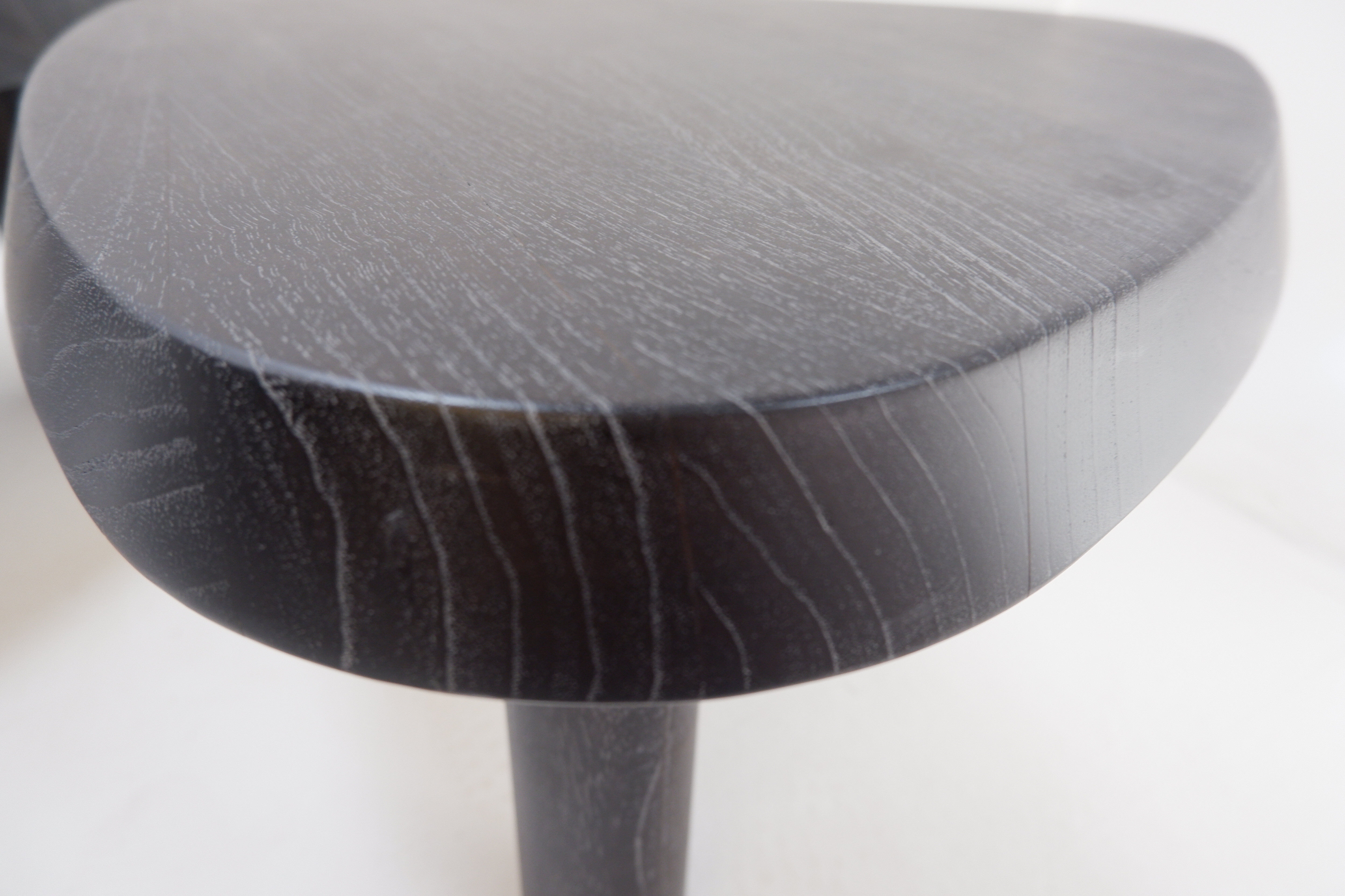 Pair of 3-legged side tables - in the style of Pierre Chapo