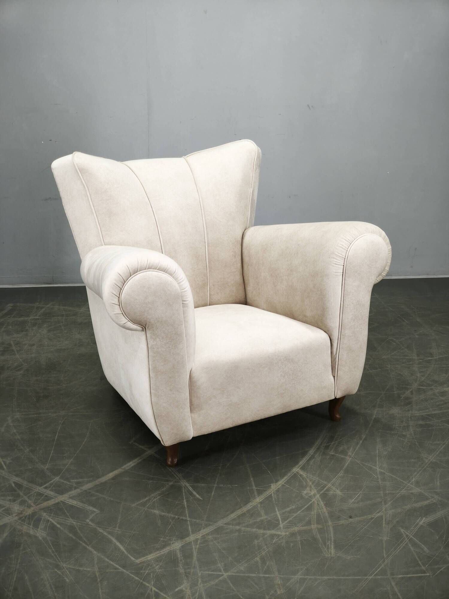 Italian Lounge Armchair in Beech Wood, Newly Upholstered, 1950s