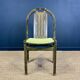 Set of 6 Baumann Argos bistro chairs in wood and green fabric from the 80s France