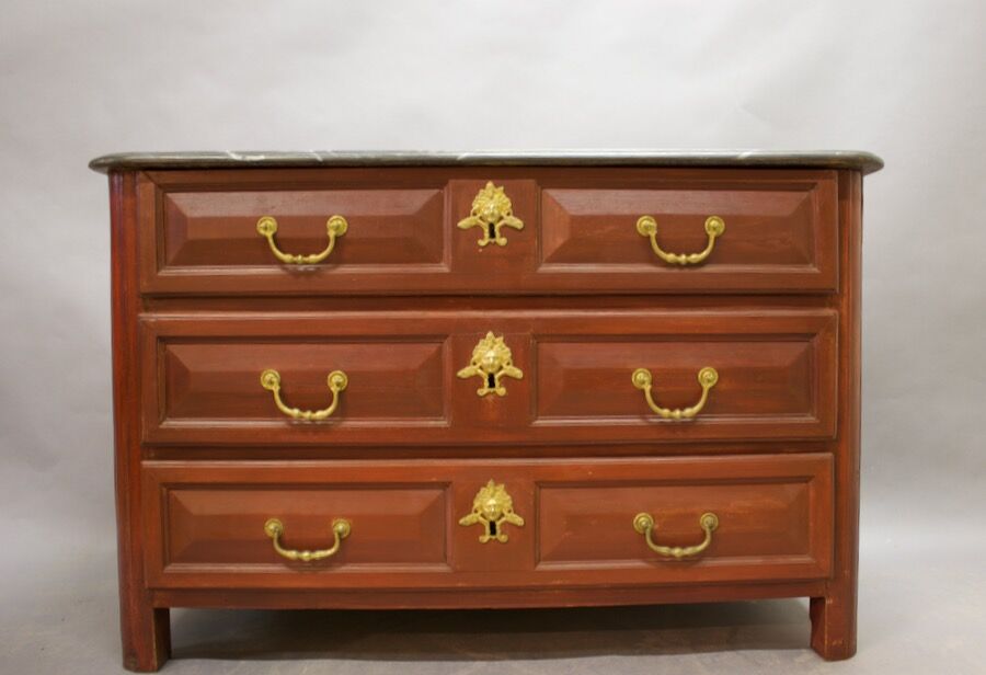 Painted Louis XIV commode with faux marble top.