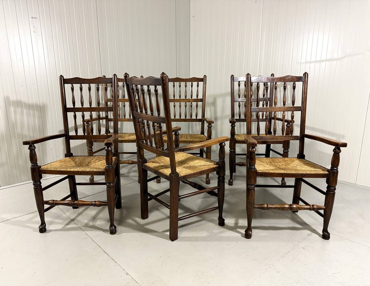 Lancashire spindleback dining arm chairs 1900's