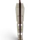 Column totem floor lamp in teak and frosted resin Scandinavian design