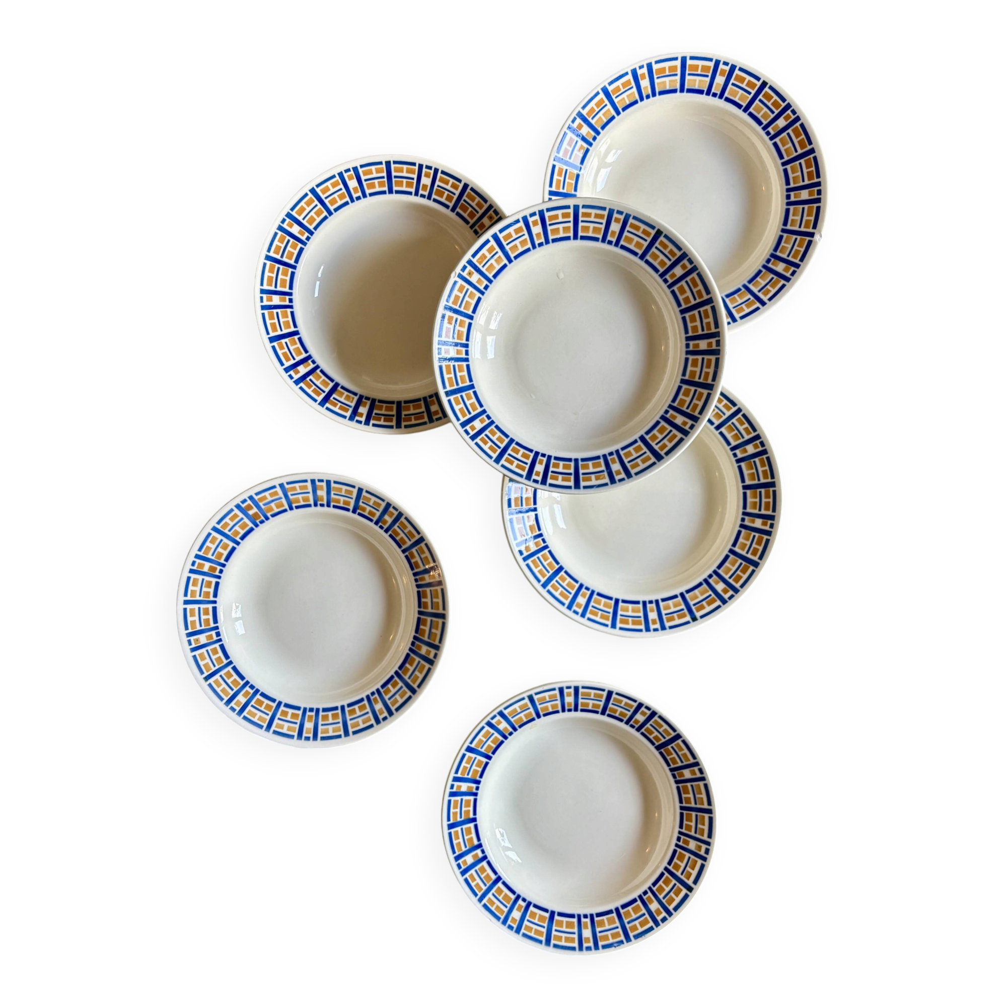 Set of 6 antique deep plates - Robinson de Badonvillier