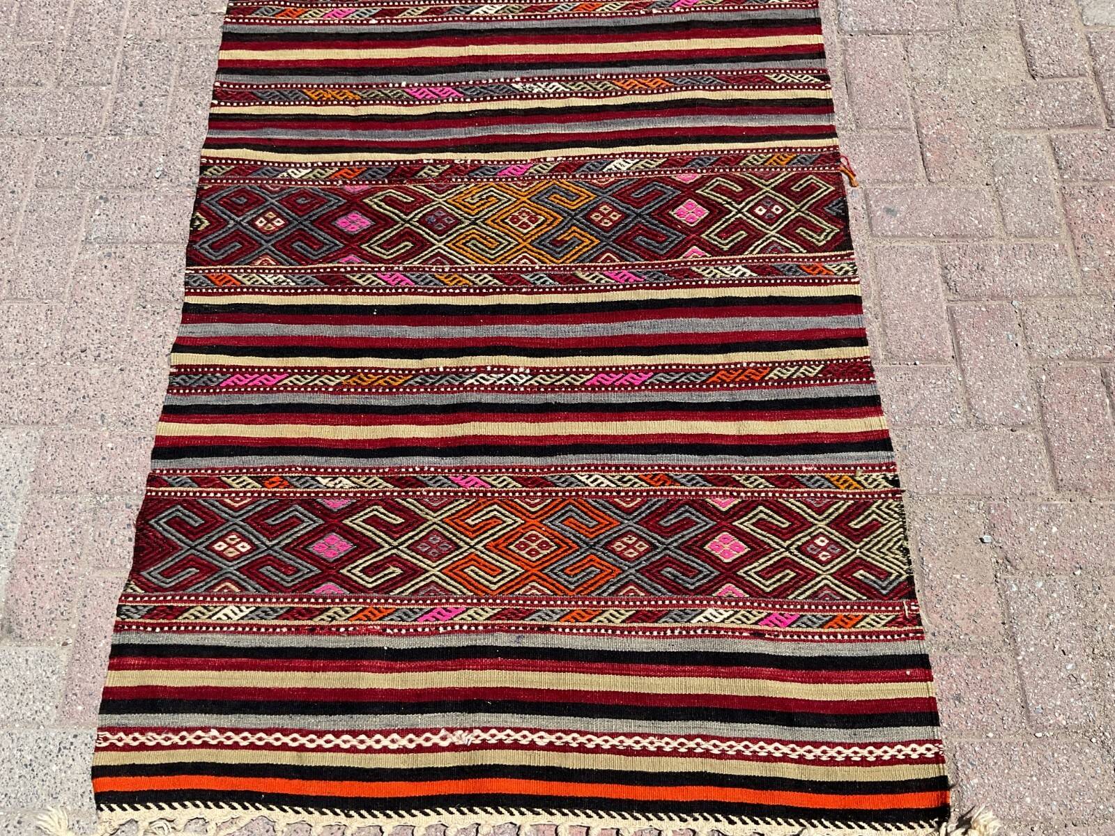 4 x 6 ft handmade runner kilim rug vintage kilim rug Turkish rug bedroom rugs