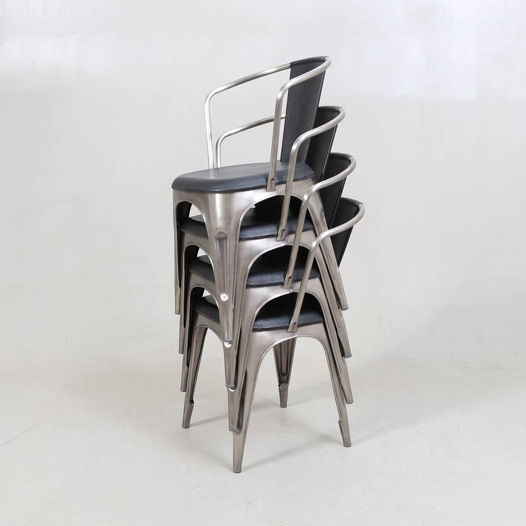 Industrial-Design Chairs (Set of 6) — Metal & Wood — Timeless Workshop Aest