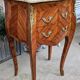 Curved chest of drawers with 2 drawers in rosewood, marble and bronze marquetry, Louis XV style