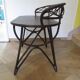 Vintage children's desk console bamboo rattan curved wood Thonet style 80s dark mahogany