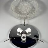 1960s 1970s Ceiling Light Flush Mount Ice Glass from Hillebrand Germany