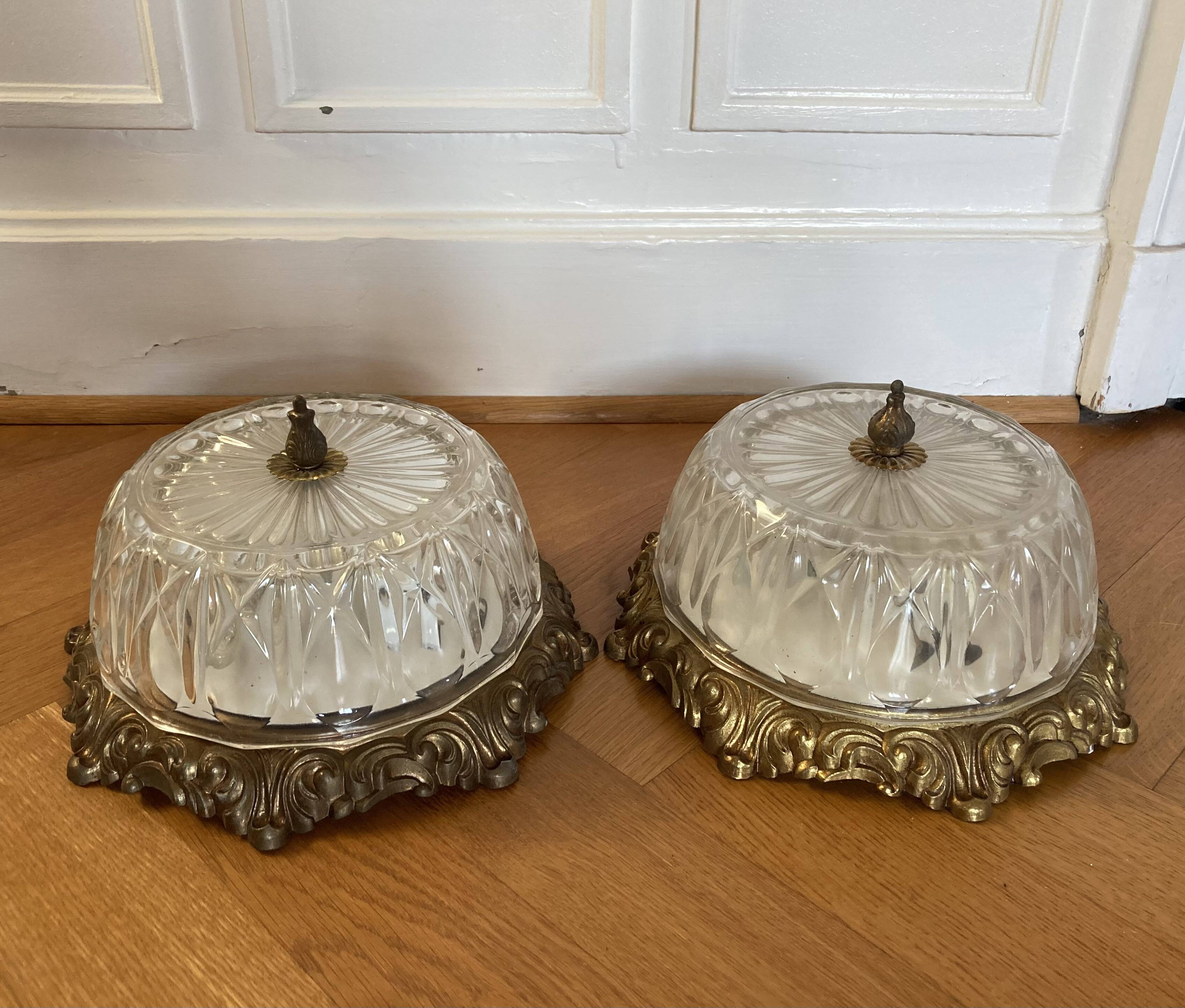 Pair of Italian ceiling lights, 50s-60s