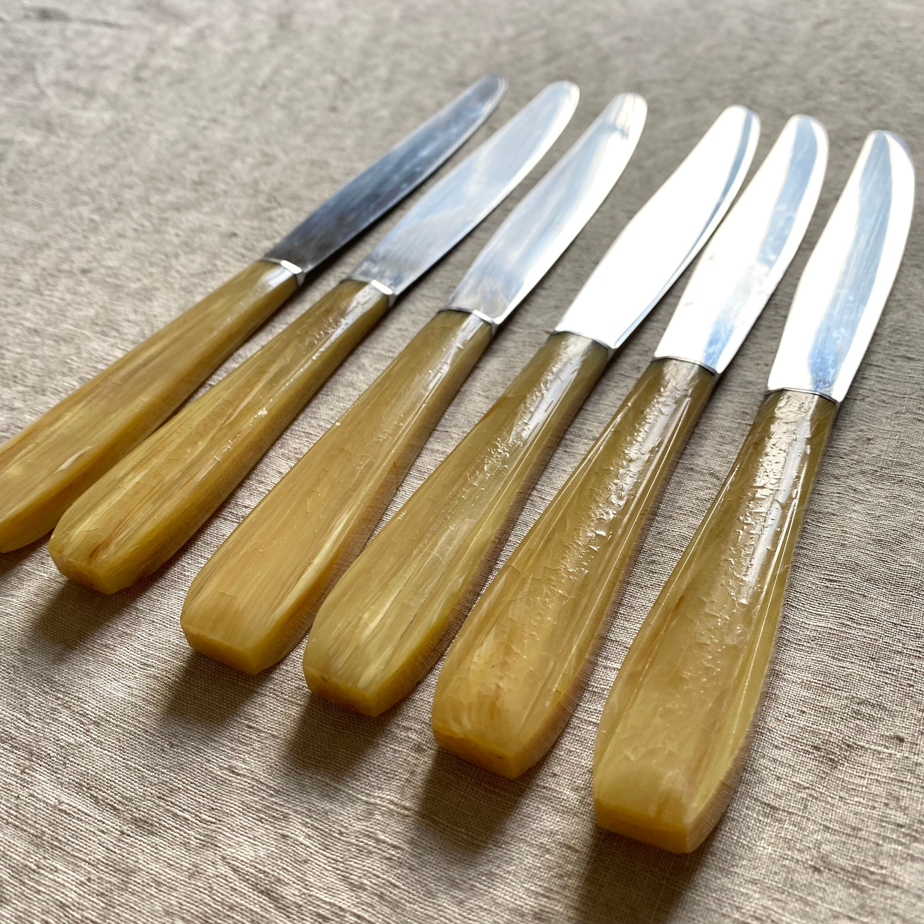 Couteaux en inox et résine vintage
