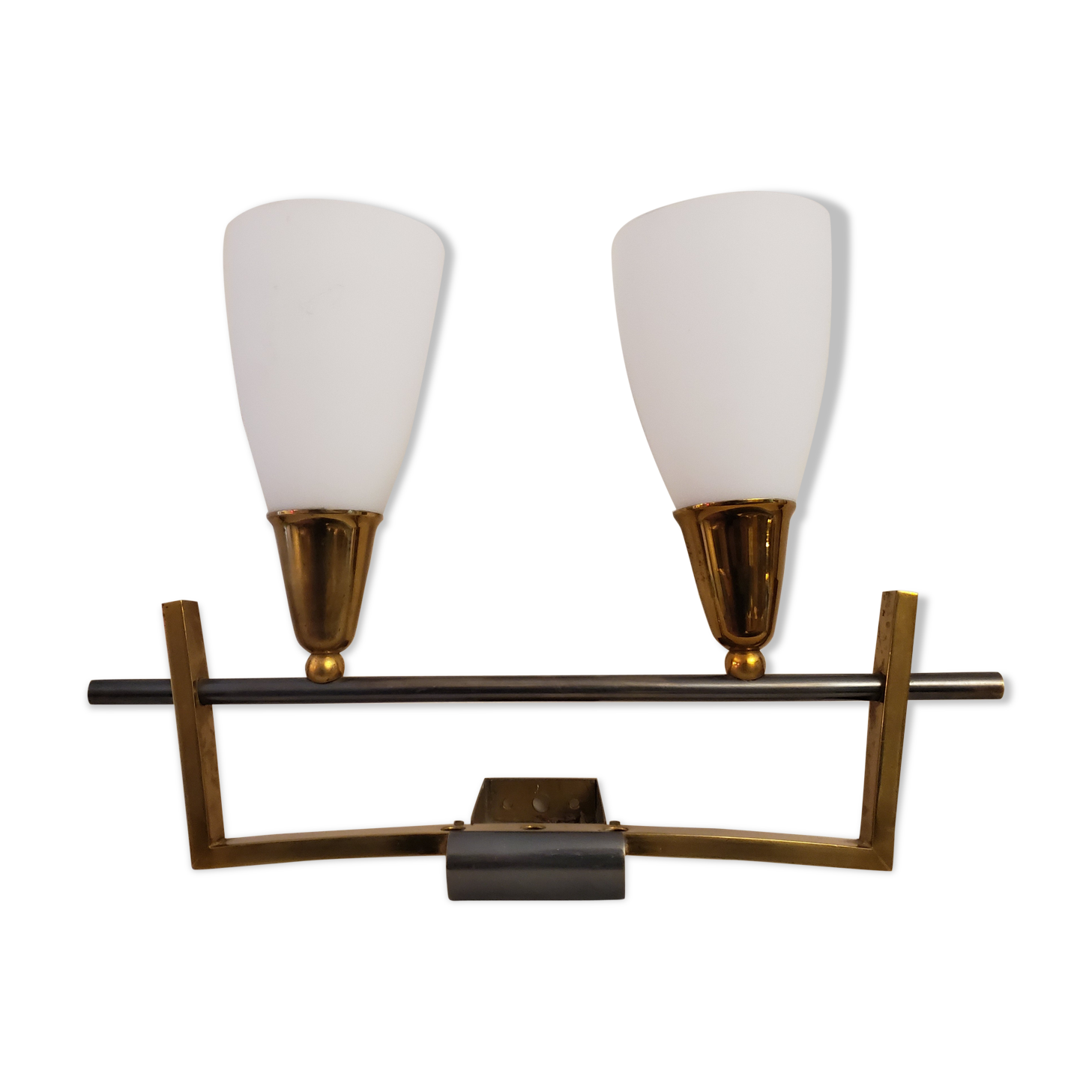 Brass and art deco opaline