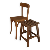 Dark oak slatted beech stool