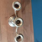 English candle holder triple pearl chandelier patinated chrome metal