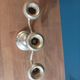 English candle holder triple pearl chandelier patinated chrome metal