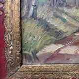 Old impressionist painting, autumn forest, framed, signed, late 19th century