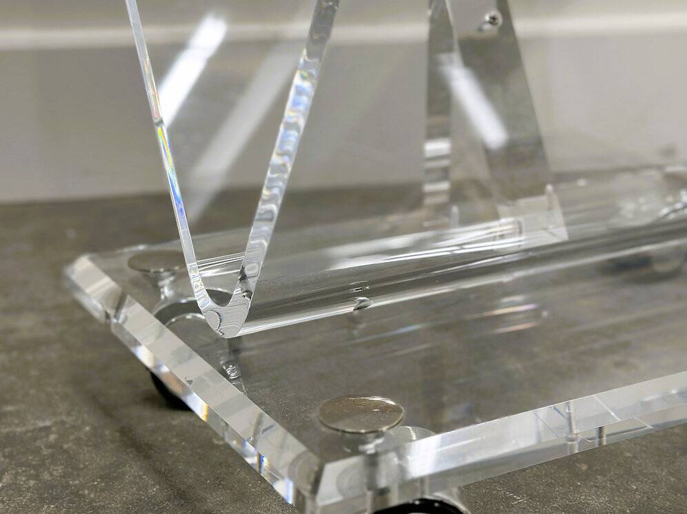 Vintage Lucite magazine cart, 1980s