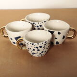 4 cups espresso blue terrazzo patterns
