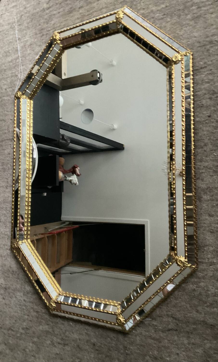 Miroir en laiton et parcloses maison Deknudt années 70
