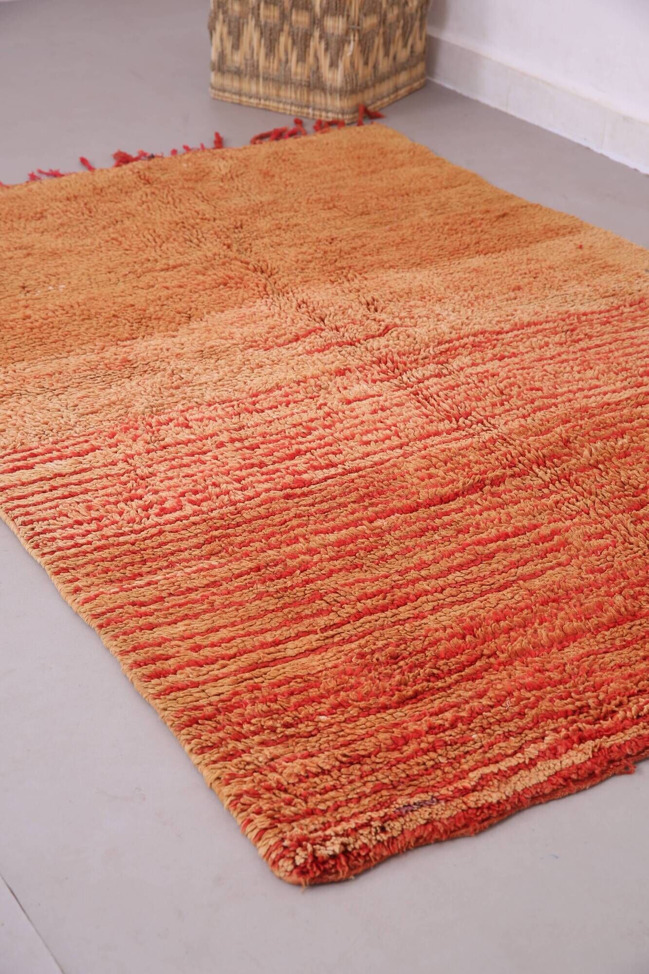 Orange Vintage Moroccan Rug 139 x 190 cm - Berber Rug - Handmade Wool Rug