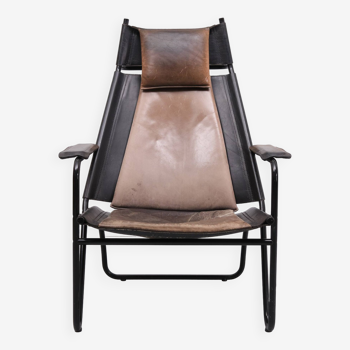 Fauteuil lounge en cuir Brésil, attrib Lina Bo Bardi