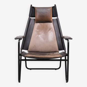 Leather lounge chair Brazil , attrib Lina Bo Bardi