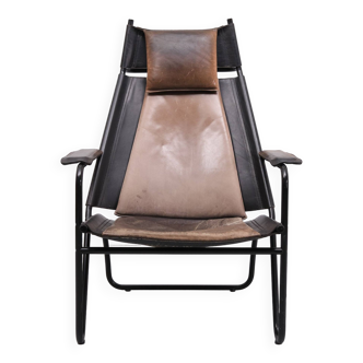 Leather lounge chair Brazil , attrib Lina Bo Bardi