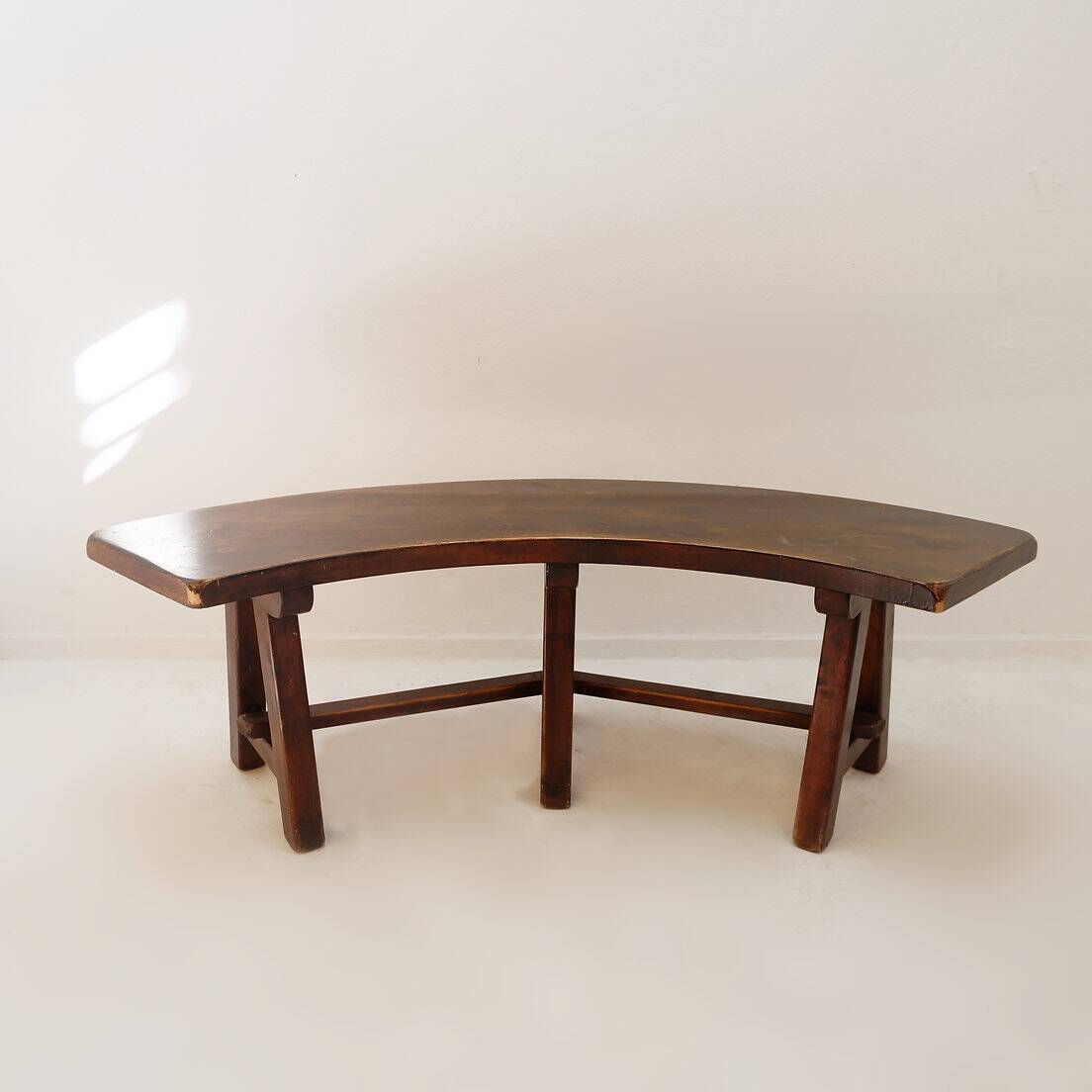 Round Table with 4 Curved Benches, France 1960s