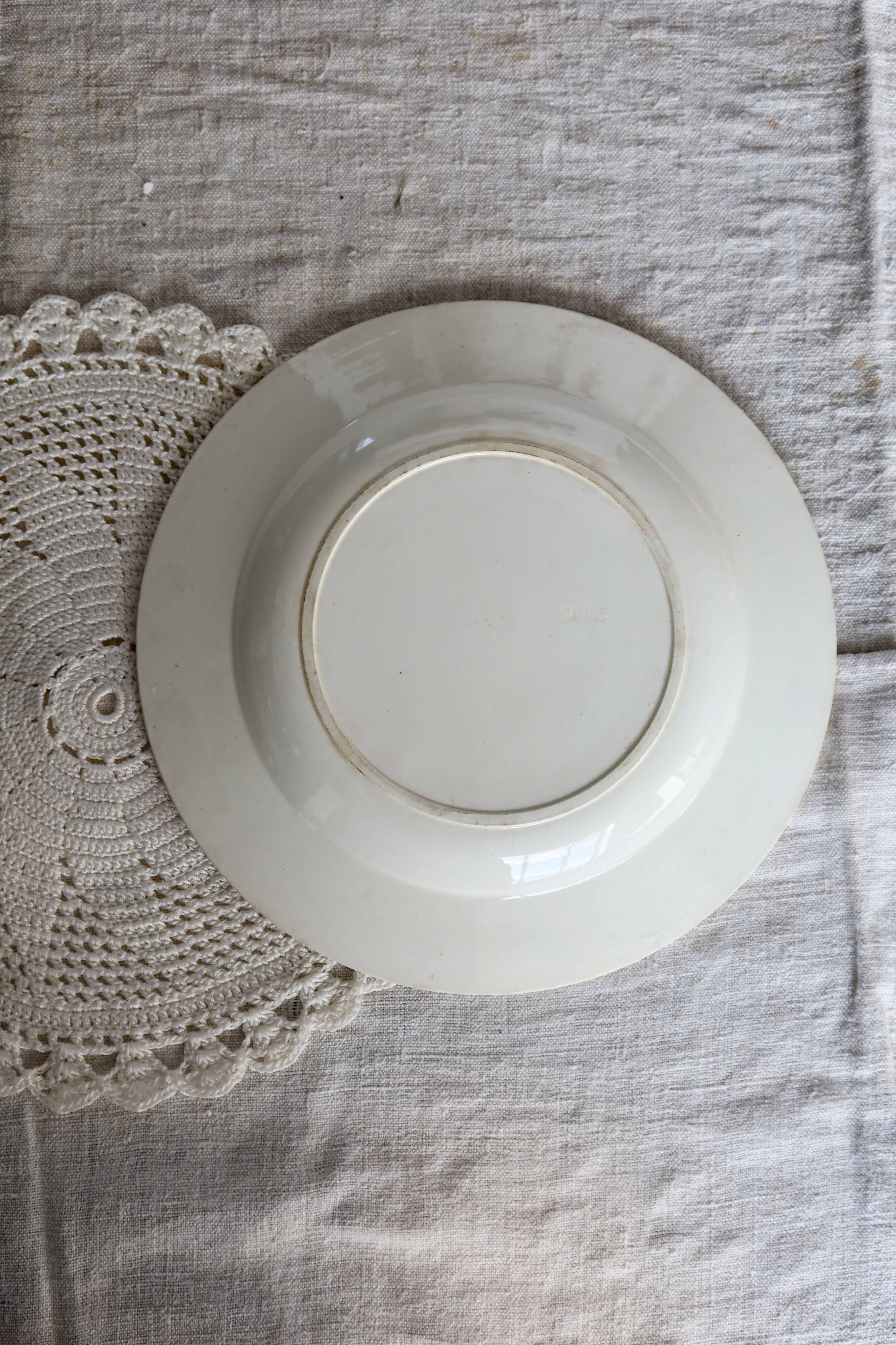 Antique semi-deep ironstone plate – Salins Henri II model