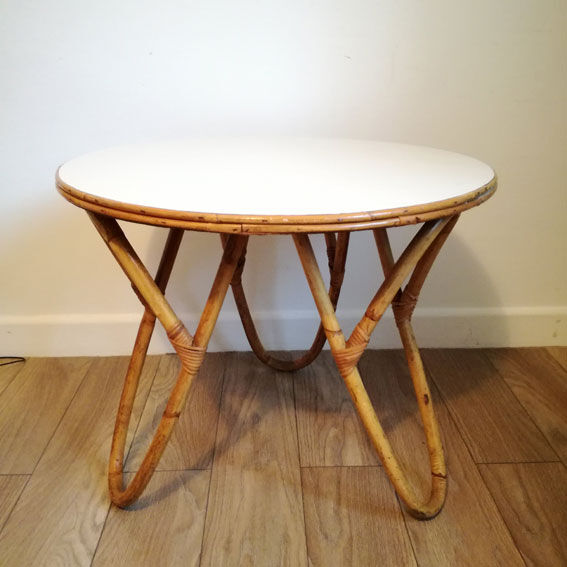 Bamboo and white coffee table