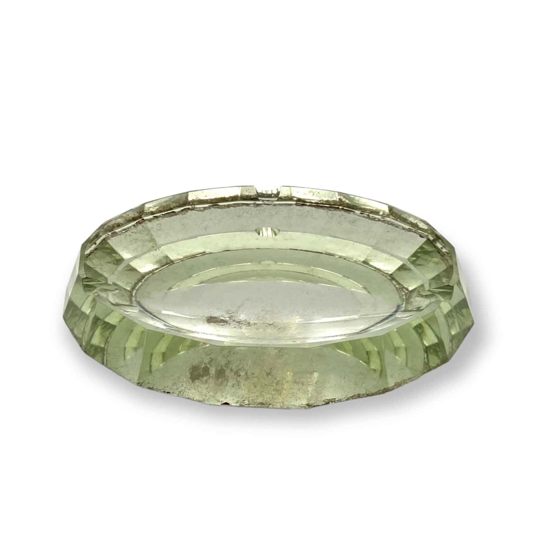 Modern mirrored crystal beveled ashtray, Italy 1940s